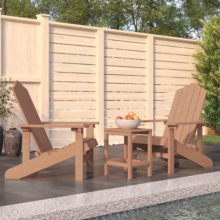 Set di sedie da giardino Adirondack con tavolo vidaXL in HDPE marrone