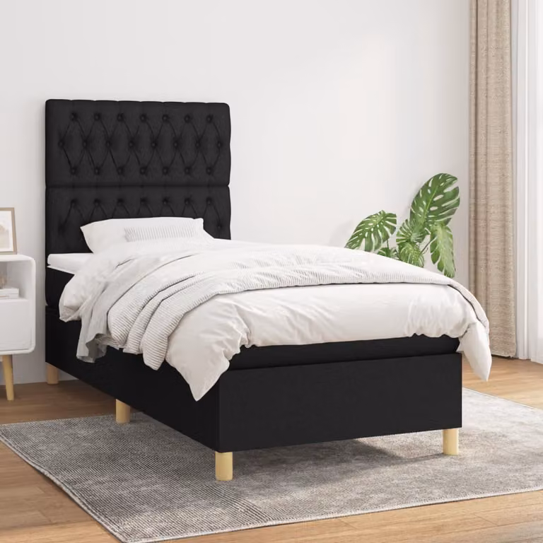 Maison Exclusive - Giroletto a Molle con Materasso Nero 100x200 cm in Tessuto