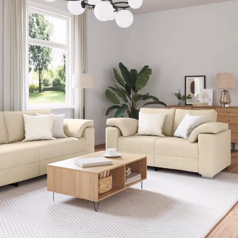 Set di divano 3 pezzi vidaXL beige in tessuto con design moderno per il tuo soggiorno