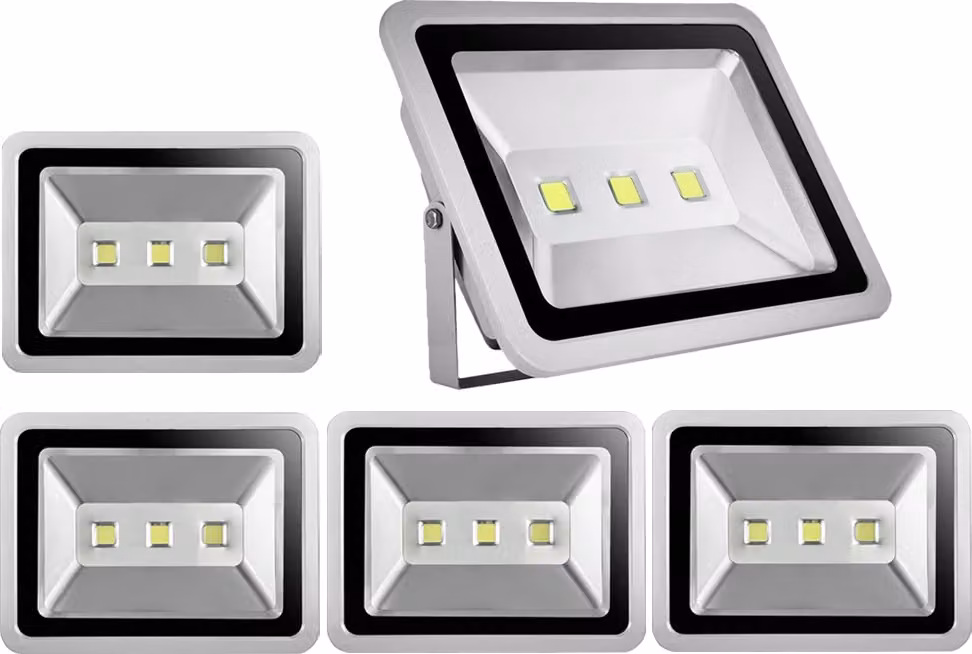 5 pezzi di proiettori LED da 150 W per esterni, Greenmigo, bianco freddo, impermeabili IP65, illuminazione di sicurezza super luminosa per giardini, cortili, magazzini, piazze e cartelloni pubblicitari