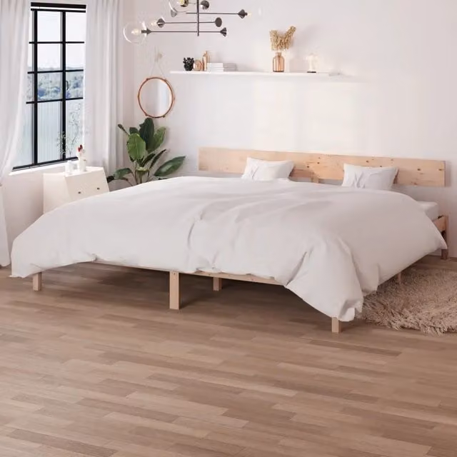 Giroletto Super King vidaXL in legno massello di pino non trattato L: 180 cm, P: 200 cm – 1