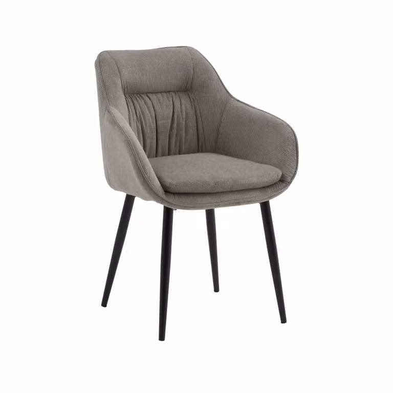 Set di poltroncine HAMMERSMITH in tessuto grigio e gambe in metallo nero, con braccioli