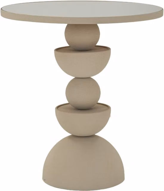 Tavolino rotondo Dune Mauro Ferretti con specchio beige diametro: 45 cm, Altezza: 49,5 cm