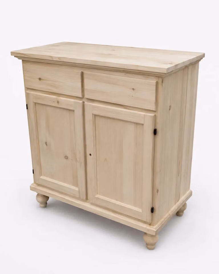 Madia credenza in legno grezzo con 2 porte Mobili 2G L: 90 cm, P: 40 cm, H: 94 cm