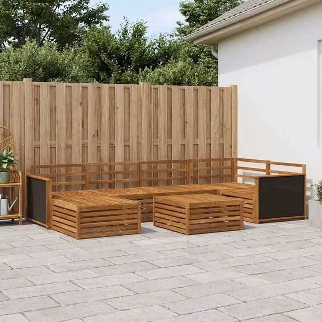 Set di divani da esterno 7 pz Naturale 3383582