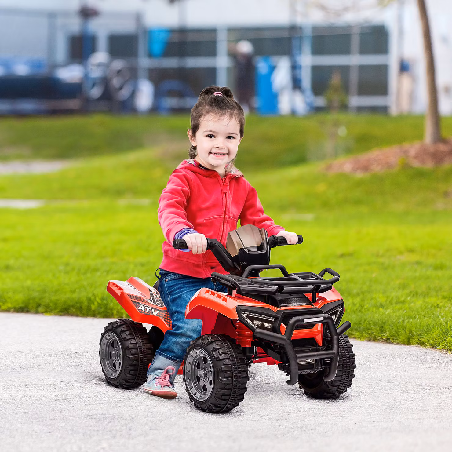 Quad Elettrico HOMCOM per Bambini con Batteria Ricaricabile 6V, Fari e Pedale, Rosso, L: 66 cm, P: 44 cm, H: 42 cm – 2
