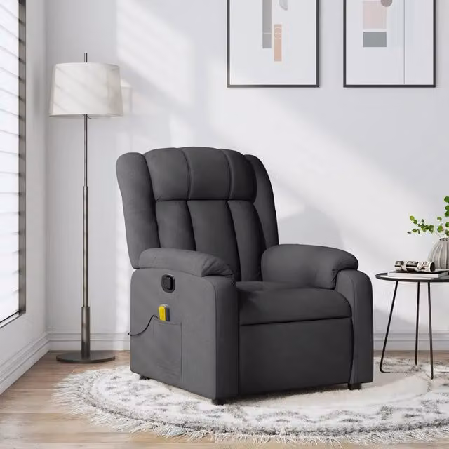 Poltrona reclinabile relax vidaXL in tessuto grigio con braccioli e struttura in legno e metallo – 1