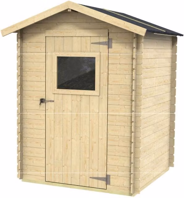 Casetta da giardino in legno Alce color beige e marrone con pareti da 16 mm e porta finestrata, L/P: 146 x 146 cm