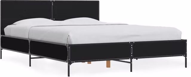 Letto matrimoniale moderno nero in legno multistrato e metallo L/P/H: 200 x 140 x 80 cm