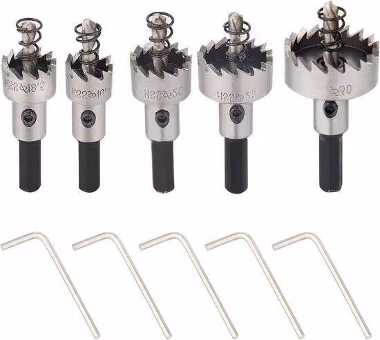 Set di 5 frese HSS - 16-30 mm - Acciaio inossidabile - Cassette degli attrezzi