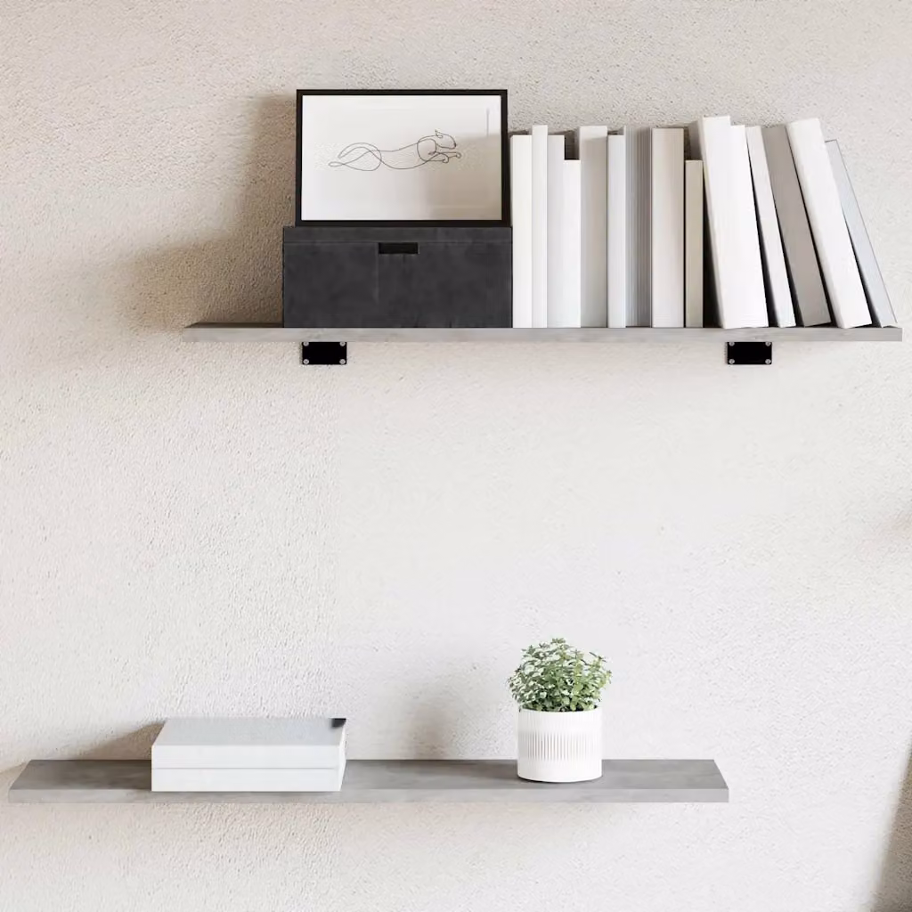 Set di 4 ripiani per libreria vidaXL in legno e MDF, colore grigio, L 80 cm x P 20 cm x H 1,5 cm