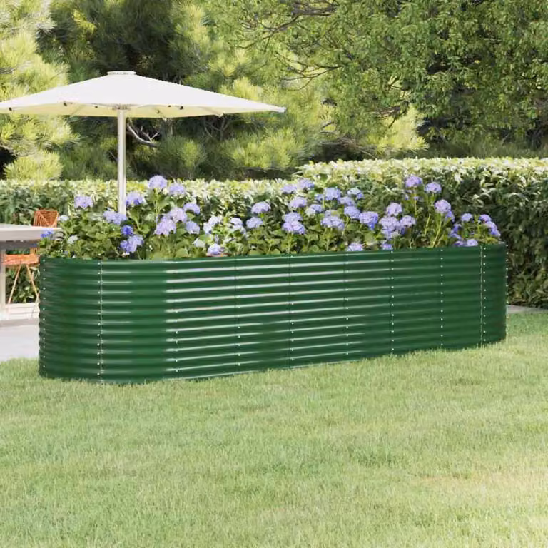Letto da giardino rialzato vidaXL in acciaio zincato verde L: 322 cm, P: 100 cm, H: 68 cm