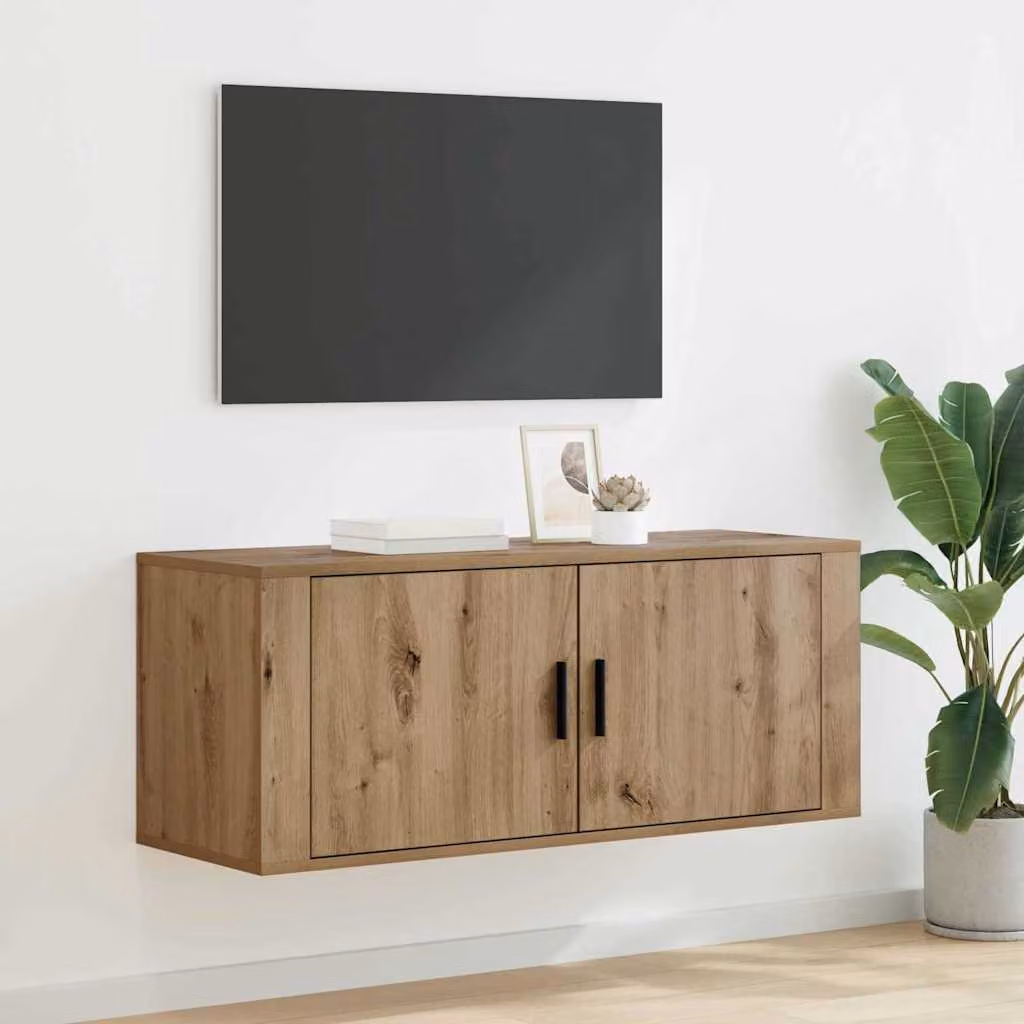 Mobile TV da parete vidaXL in stile rustico, colore marrone, L: 100 cm, P: 34,5 cm, H: 40 cm