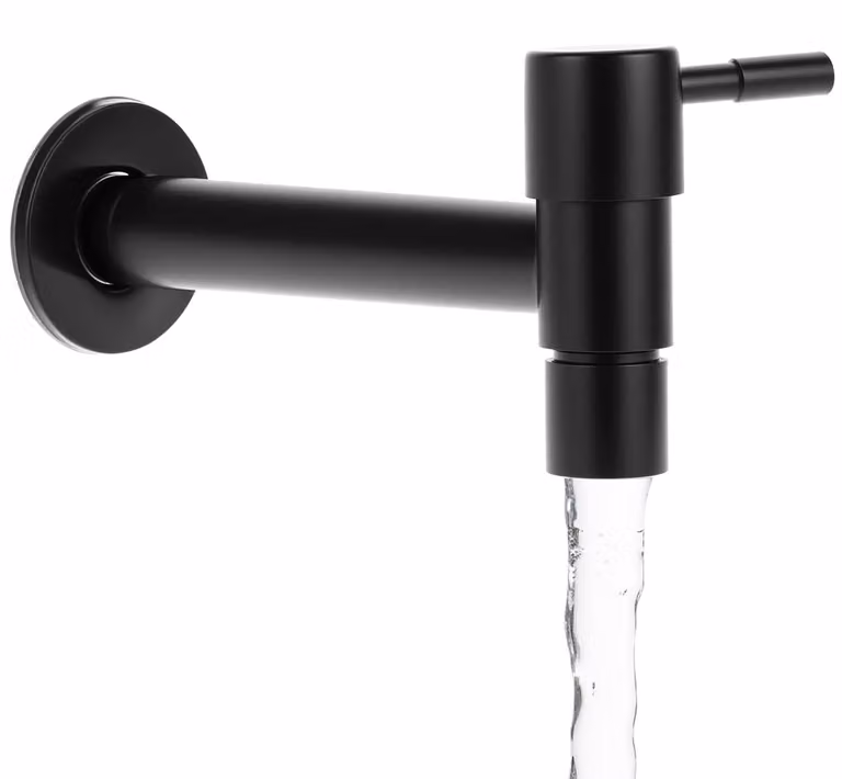 Rubinetto per acqua fredda da montare a parete, in acciaio inossidabile 304, finitura nero opaco, adatto per bagno e cucina