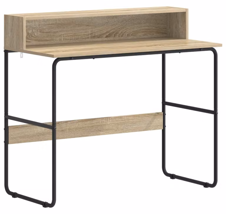 Scrivania con spazio contenitivo in legno effetto Sonoma, dimensioni 100 x 50 x 91 cm
