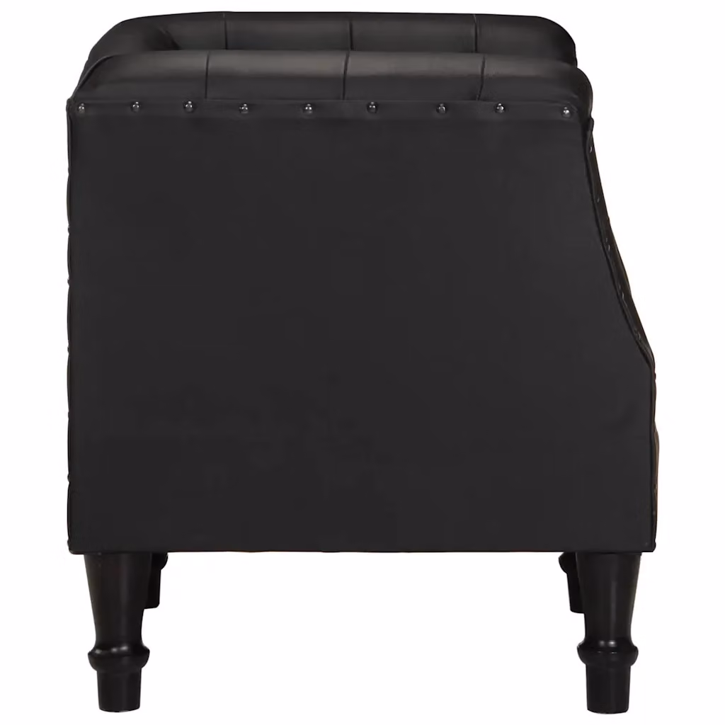 Poltrona Lounge in Vera Pelle Nera con Struttura in Legno Massello vidaXL – 2