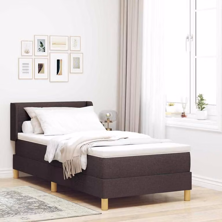 Maison Exclusive - Letto boxspring con testiera, marrone scuro, 200 x 100 cm, tessuto