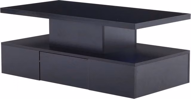 Tavolino da Salotto Nero con LED Dimmerabile a 16 Colori, 100x50x39 cm, con Ripiano Aperto e Cassetto Scorrevole