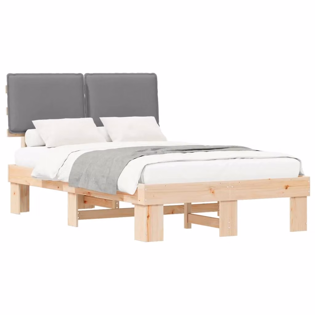 Letto con Testiera Rivestita in Tessuto Grigio vidaXL L/P/H: 120 x 200 cm – 2