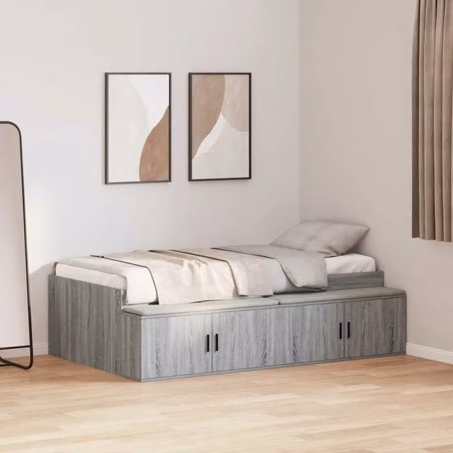 Struttura del letto-Giroletto Grigio Sonoma 80 x 200 cm Legno multistrato 818686