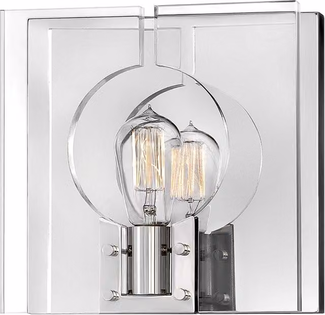 Applique Contemporanea Ludlow Hinkley in Acciaio Nichel Lucido e Acrilico Trasparente, 1 Luce E27, Argento