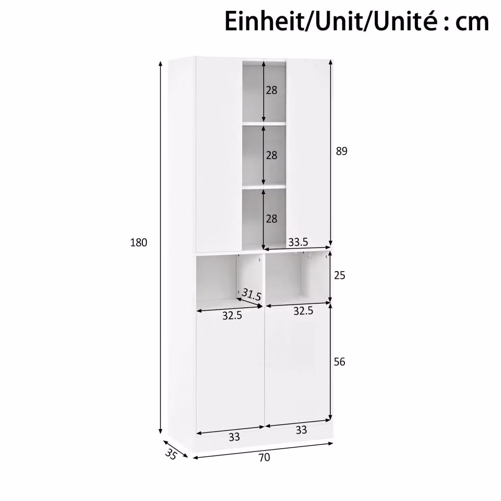 Armadio alto REDOM bianco lucido con illuminazione integrata L/P/H: 70 x 35 x 180 cm – 2