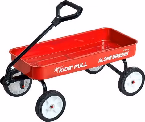 Carretto da traino VEVOR per bambini e uso multiuso, modello per tutti i terreni con maniglia, colore rosso, portata massima 80 kg