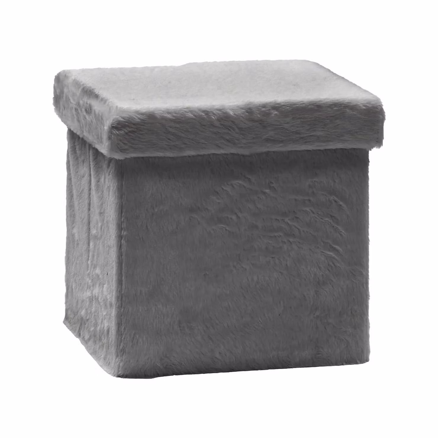 Vestiamo Casa Pouf Contenitore in Pelliccia Sintetica Grigio H x L x P: 38 x 38 x 38 cm – 1
