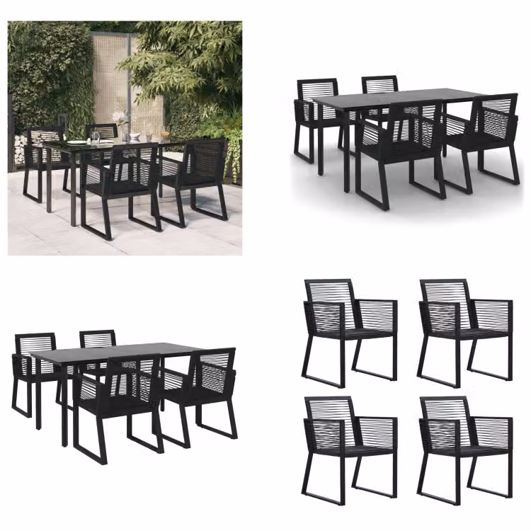 vidaXL set da pranzo da giardino 5 pezzi in PVC rattan nero - set da pranzo da giardino - set da pranzo da giardino - set da pranzo - set di mobili da giardino