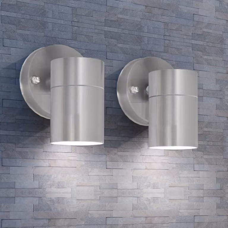 The Living Store Applique LED da esterno, 2 pezzi, acciaio inossidabile, luce diretta verso il basso