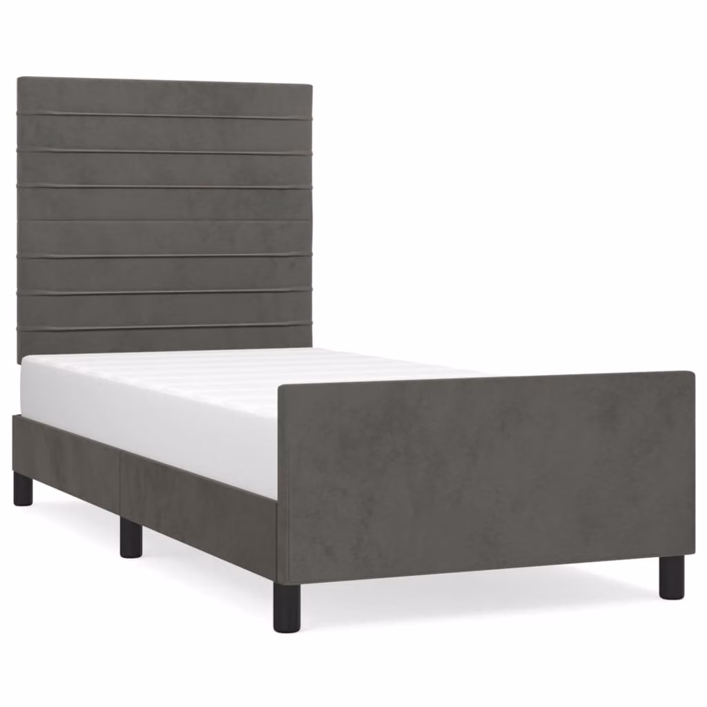 Giroletto senza Materasso Grigio Scuro 80x200 cm Velluto