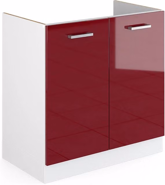 Mobile lavello cucina R-Line Vicco rosso lucido e bianco con ante a battente L: 80 cm, P: 46 cm, H: 81,6 cm – 1