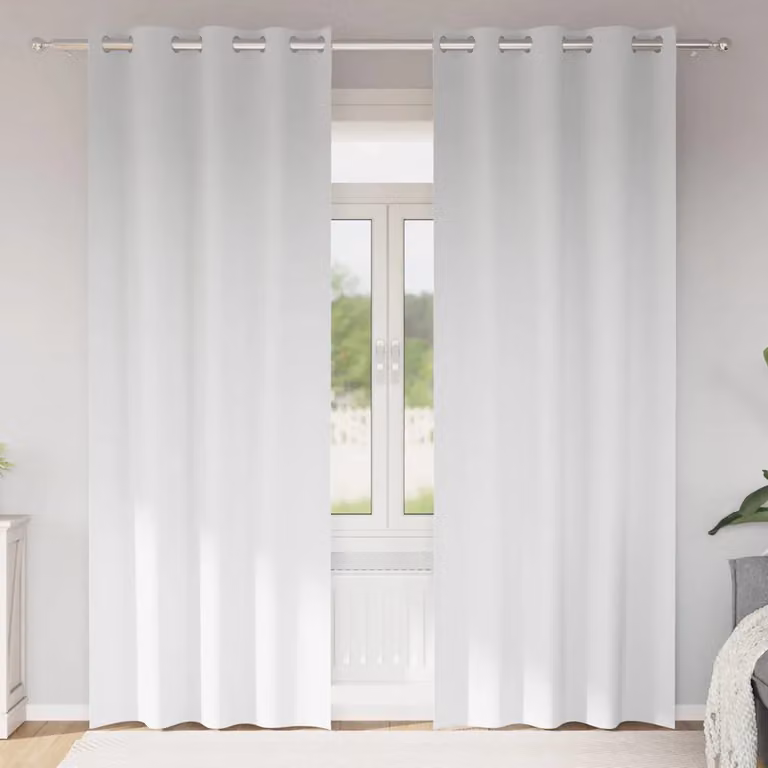 Set di 2 tende blackout vidaXL con anelli in poliestere, colore bianco puro, H: 260 cm x L: 140 cm