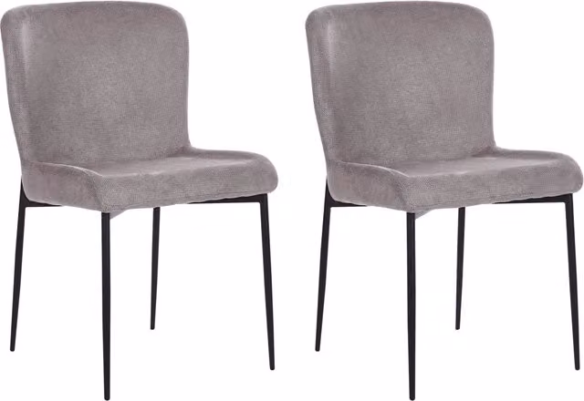 Set di 2 sedie da pranzo Beliani in tessuto poliestere con texture a maglia, colore grigio scuro e nero, ideali per soggiorno, camera da letto e sala da pranzo