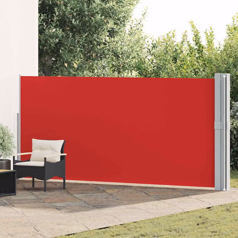 Tenda Laterale Retrattile per Patio vidaXL in Poliestere e Acciaio, Rossa, L: 1200 cm, H: 170 cm