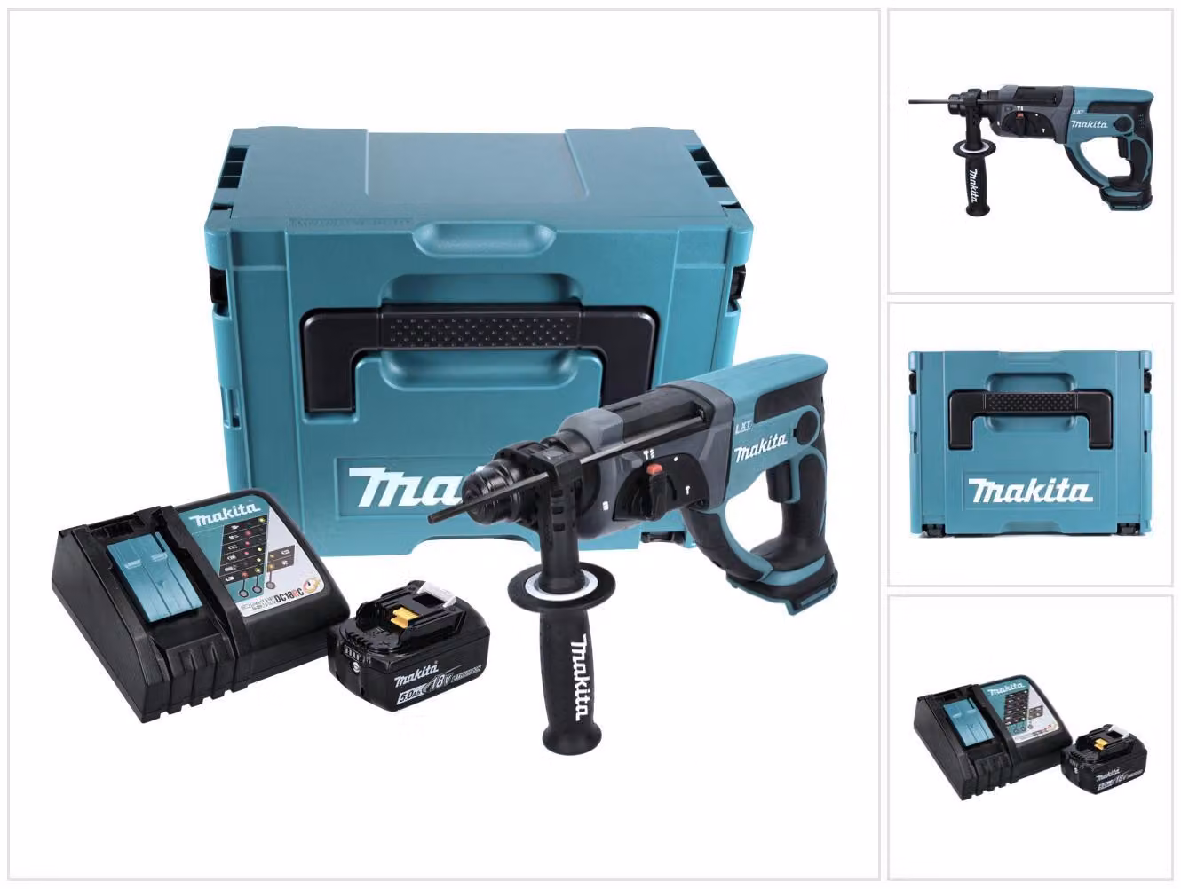 Makita DHR 202 RT1J 18V Tassellatore SDS-Plus a batteria in valigetta Makpac + 1x Batteria 5,0 Ah + Caricatore