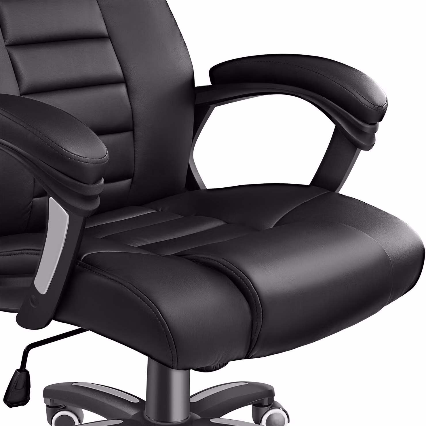 Sedia da ufficio executive TecTake GmbH in similpelle nera con poggiatesta e regolazione del peso – 1
