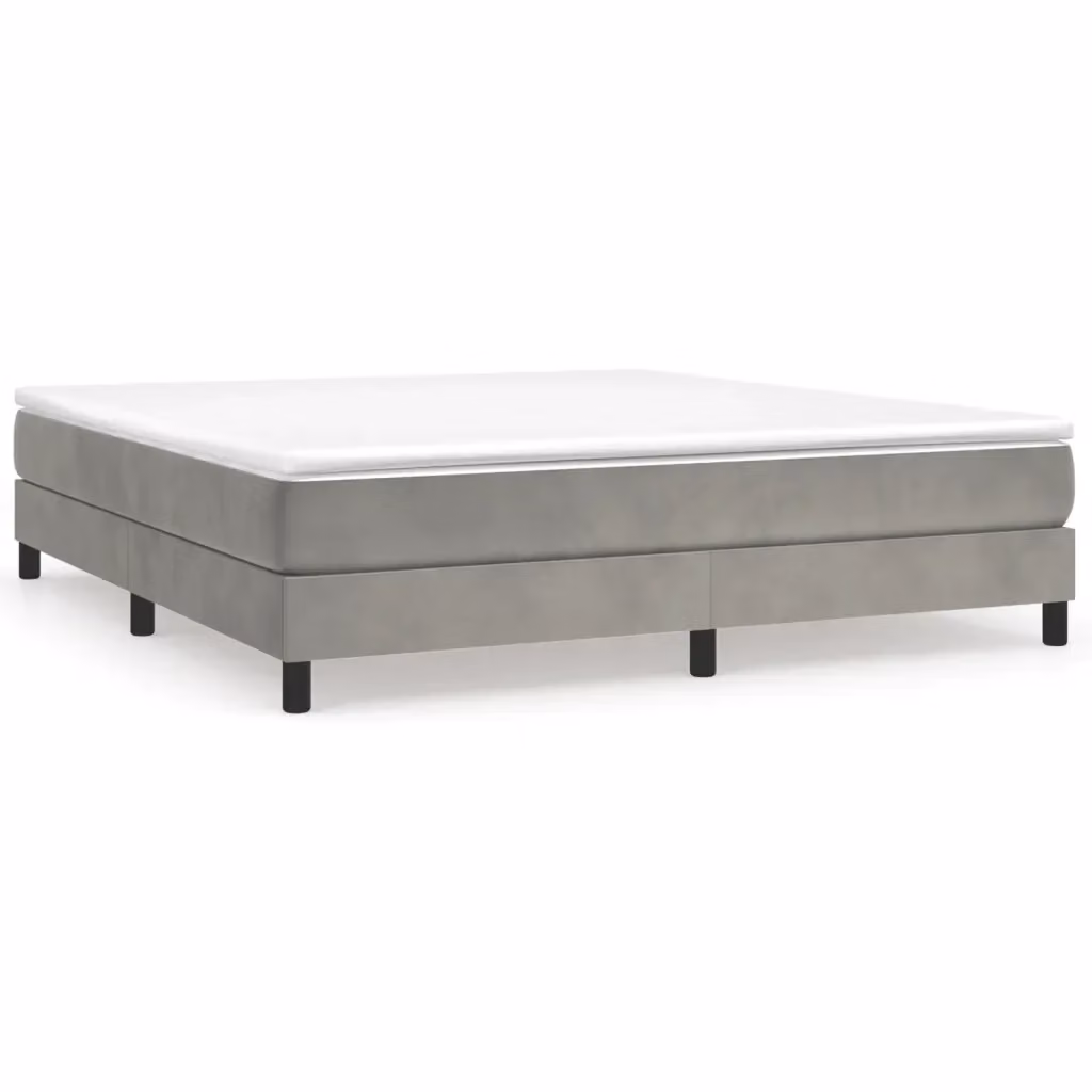 Struttura Letto a Rete con Giroletto in Velluto Grigio Chiaro L: 180 cm, P: 200 cm, H: 25 cm – 2