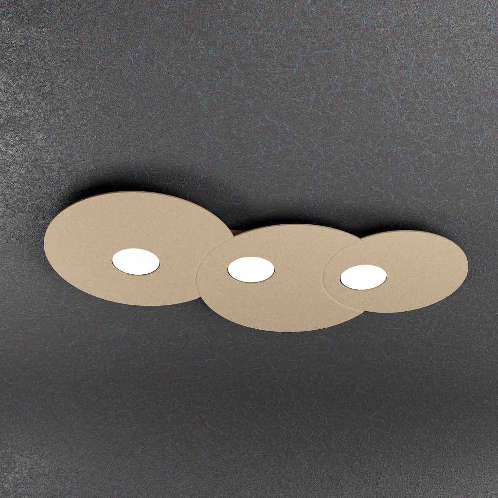 Plafoniera da soffitto rotonda Cloud Toplight con 3 luci, design moderno, colore beige, attacco GX53, L: 67 cm, P: 36 cm, H: 3 cm – 2