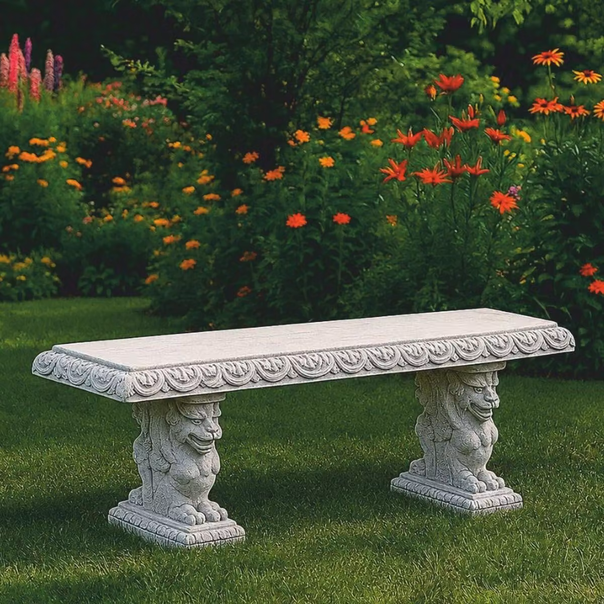 Panchina da giardino in cemento stile barocco Casa Padrino, grigia, 158 cm - Mobili da giardino in stile barocco - Italy