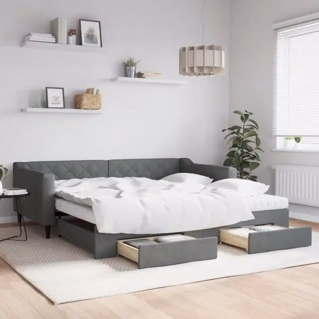 Divano Letto Moderno vidaXL Grigio con Struttura Imbottita per Soggiorno e Camera da Letto