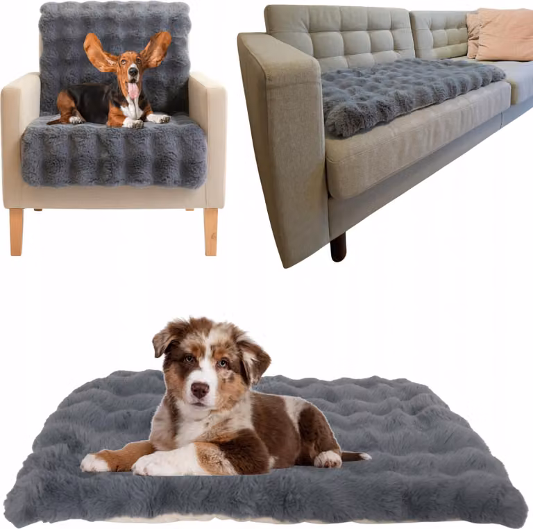 WOBELL | Cuccia per cani 60×90 cm – Peluche "Bubble", fondo antiscivolo, lavabile a 30 °C, tappetino protettivo per divano e letto