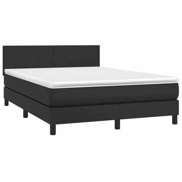 Giroletto a Molle con Materasso Nero 140x200 cm in Pelle finta
