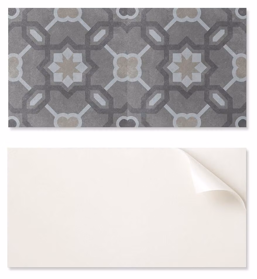 Pannello decorativo in vinile con grafica per ingresso, dimensioni 120 x 60 cm, motivo geometrico a piastrelle