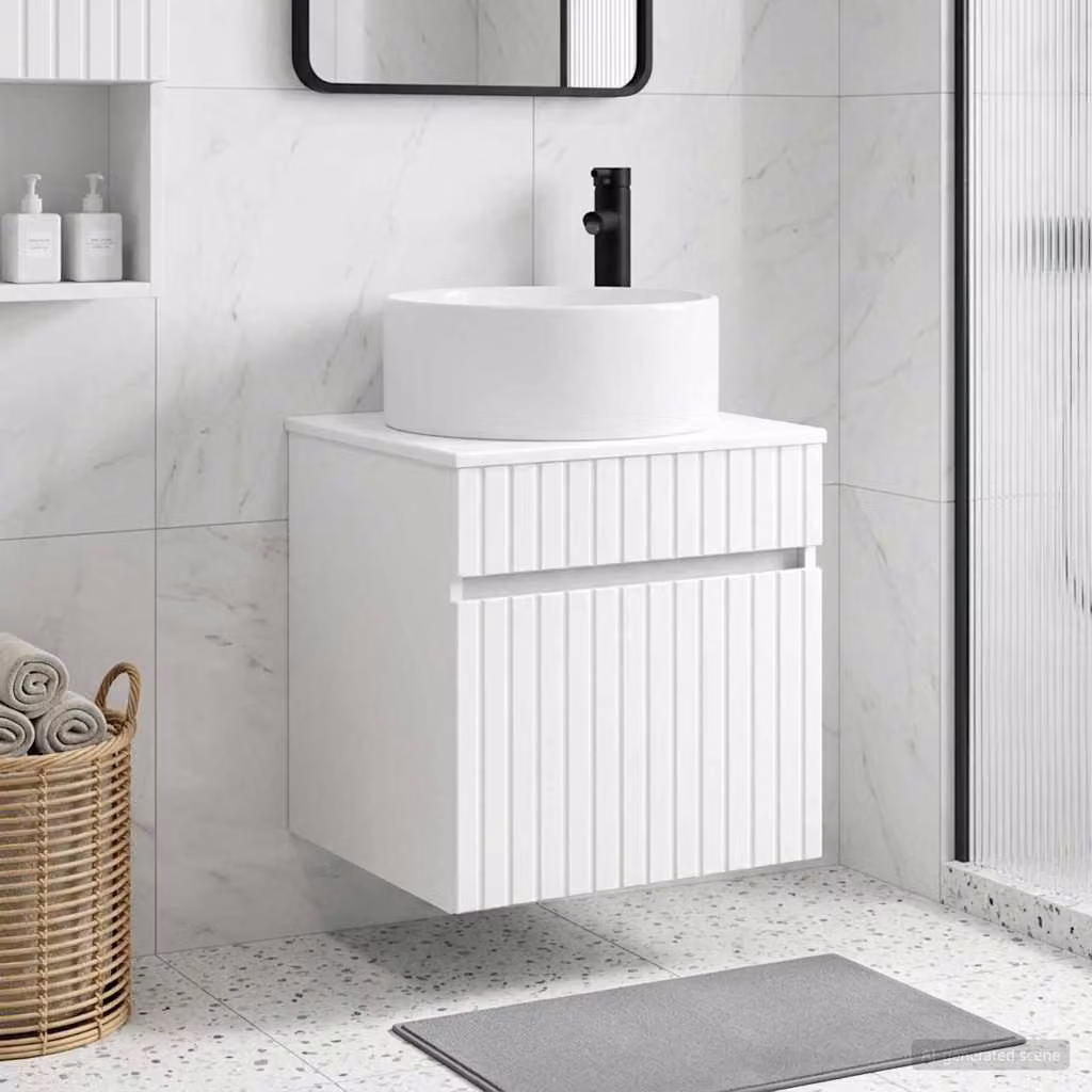 vidaXL Mobile lavabo da parete moderno in bianco lucido L: 49 cm, P: 44,5 cm, H: 65,5 cm