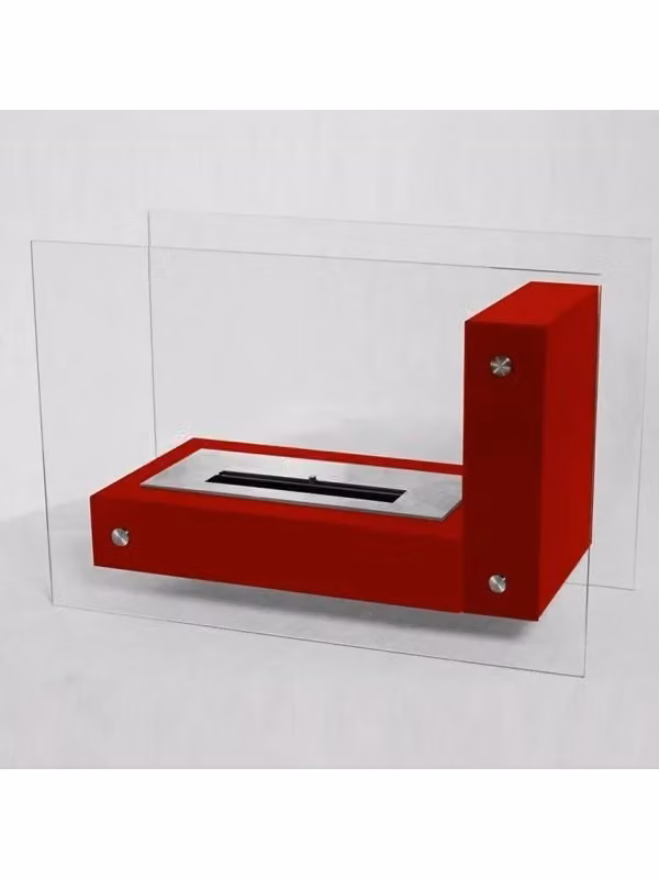 Biocamino da pavimento freestanding APO L GLASS Outinfire colore Rosso L/P/H: 60,5 x 40,5 x 26,0 cm – 2