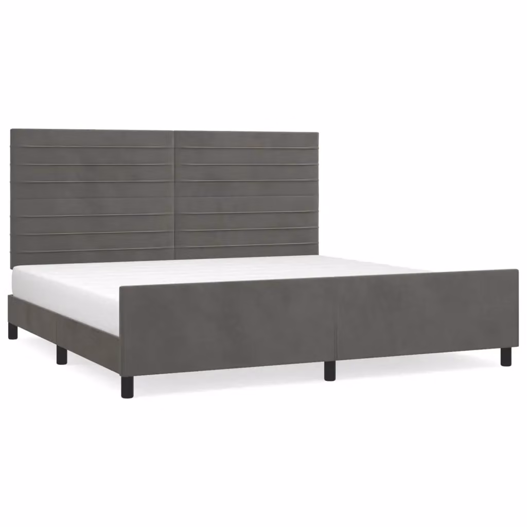 vidaXL Giroletto senza Materasso in Velluto Grigio con Struttura in Legno L 200 x P 200 x H 128 cm – 2