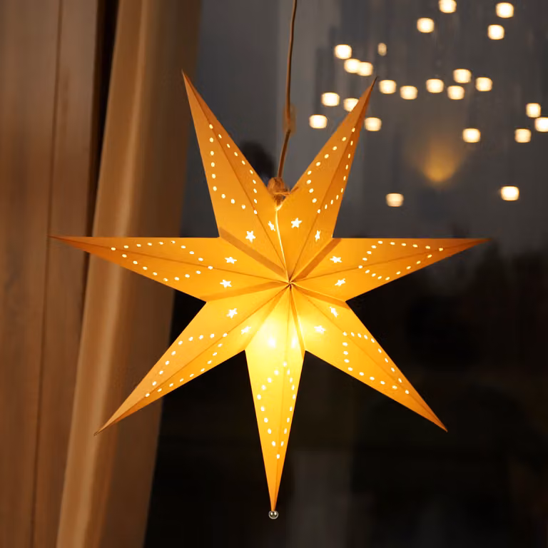 Stella da finestra Salcar 55 cm Stella di carta 3D Stella di Natale a LED Stella di carta con illuminazione Stelle luminose Decorazione natalizia per finestre