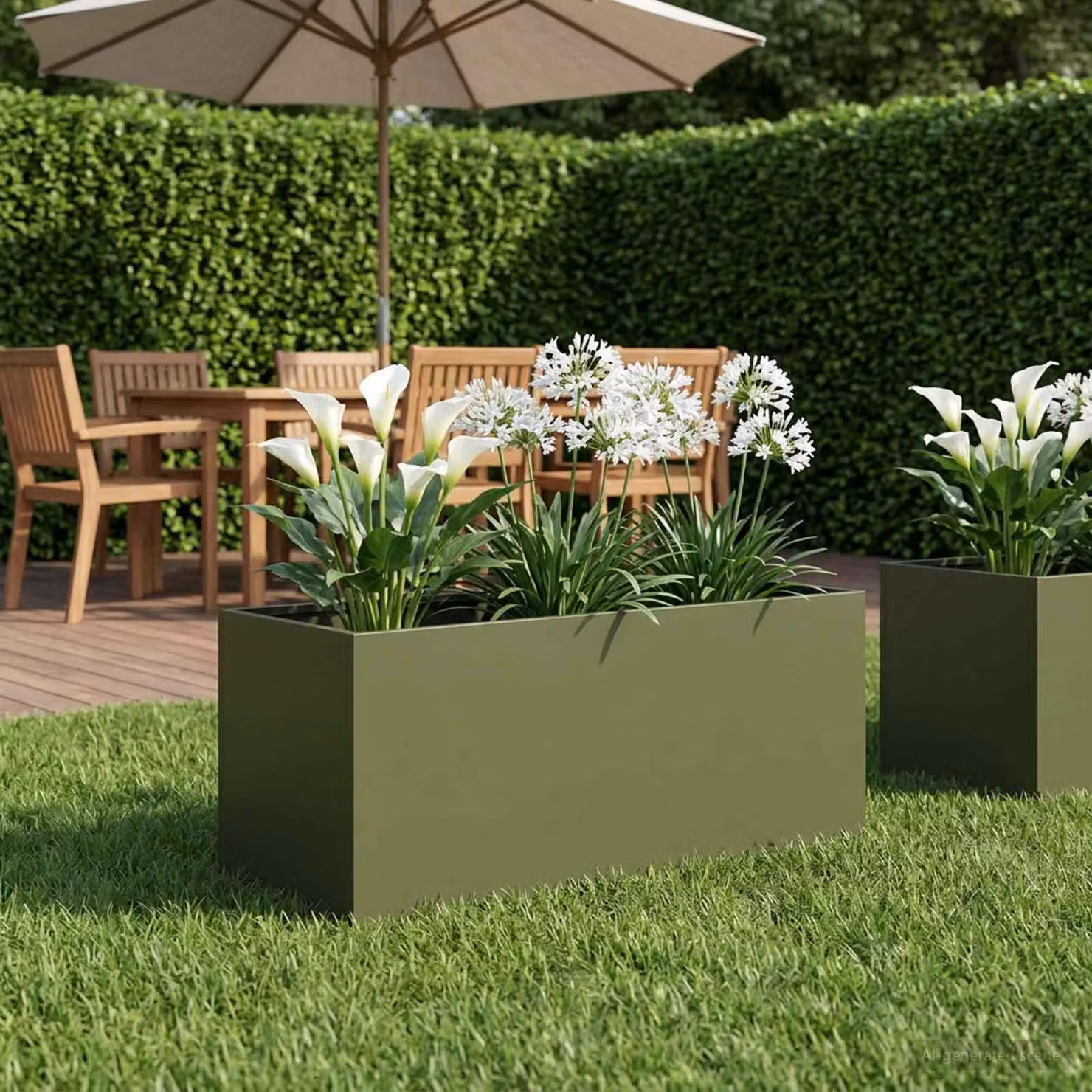 vidaXL Vaso da giardino in metallo Verde, L: 80 cm, P: 40 cm, H: 40 cm