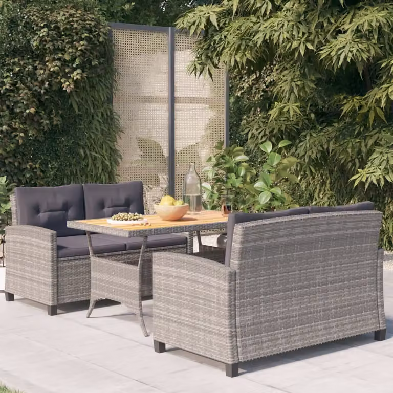 Maison Exclusive - Set da pranzo da giardino a 3 pezzi con cuscini grigi in rattan sintetico